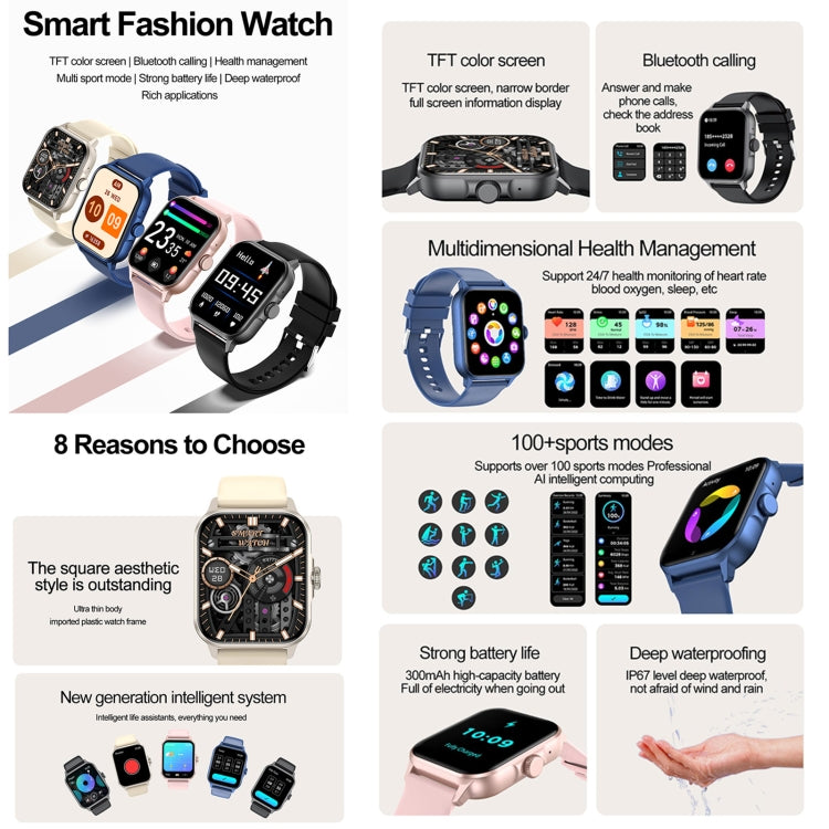ZW36A 1.83 inch BT Call Smart Watch, Blood oxygen / Blood Pressure / Heart Rate