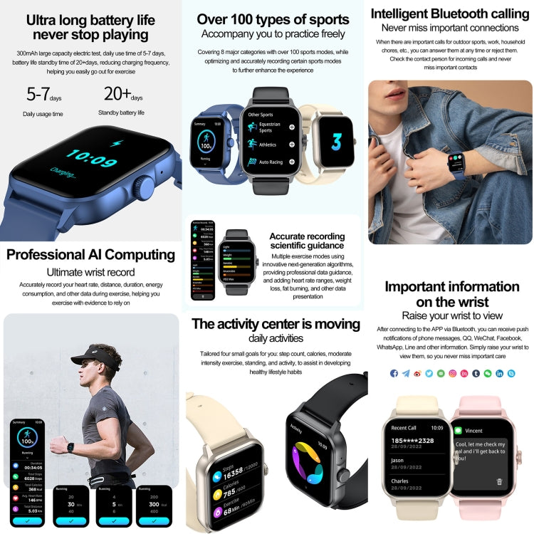 ZW36A 1.83 inch BT Call Smart Watch, Blood oxygen / Blood Pressure / Heart Rate