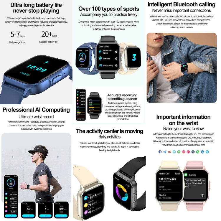 ZW36 1.83 inch BT Call Smart Watch, Blood oxygen / Blood Pressure / Heart Rate