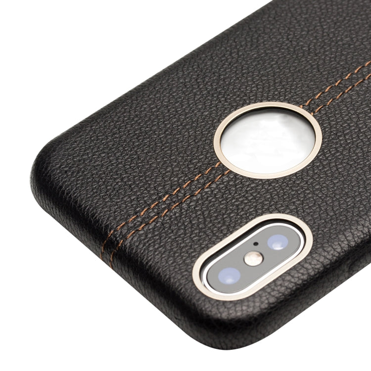For iPhone X / XS QIALINO Deerskin Texture Cowhide Leather Protective Case