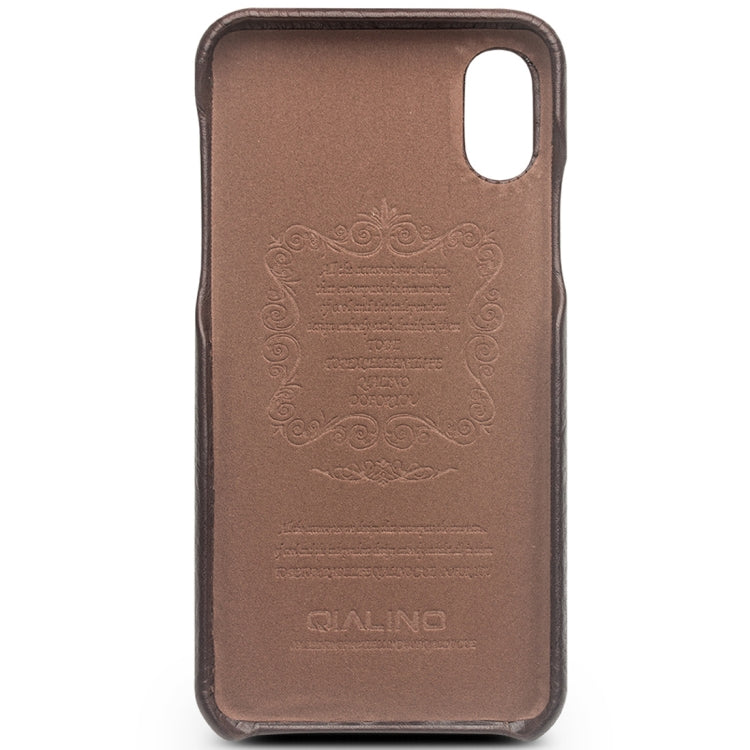 For iPhone X / XS QIALINO Natural Texture Cowhide Leather Protective Case
