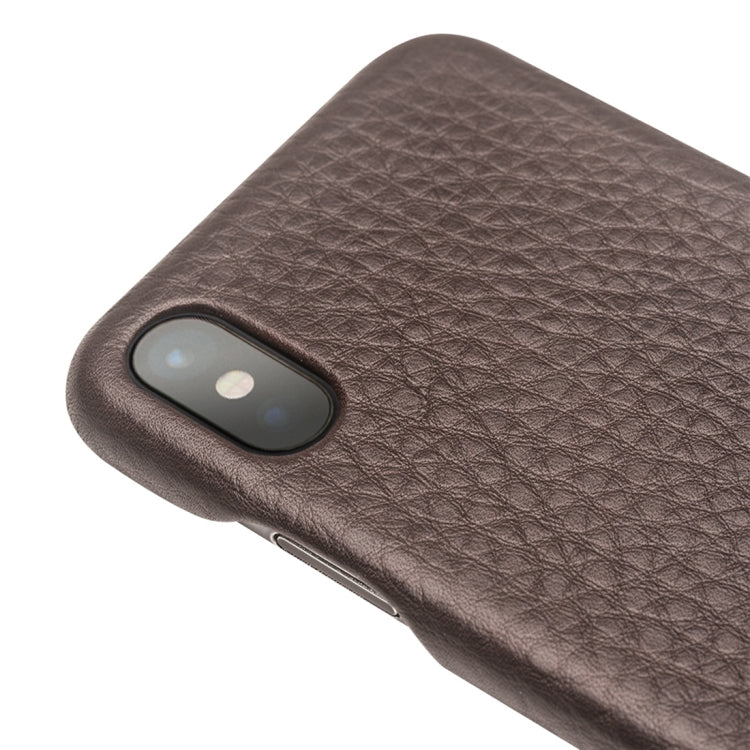 For iPhone X / XS QIALINO Natural Texture Cowhide Leather Protective Case