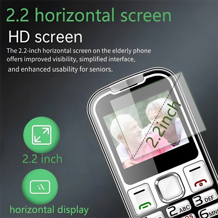 W26 Elder Keypad Phone, 2.2 inch, 6800mAh, 21 Keys, SOS, FM, Dual SIM, GSM, EU Plug, US Plug, UK Plug