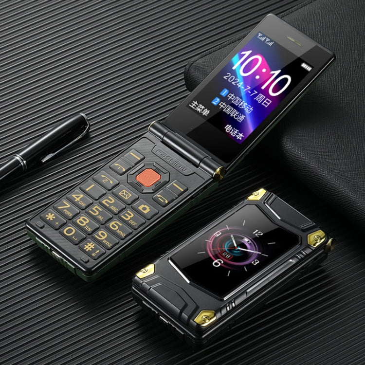 M7+ 4G Dual Screen Flip Elder Rugged Phone, 2.8 inch Inner, 2.4 inch Outer, 6800mAh Battery, 24 Keys, Flashlight, Network: 4G, Dual SIM, SOS, EU Plug, US Plug, UK Plug