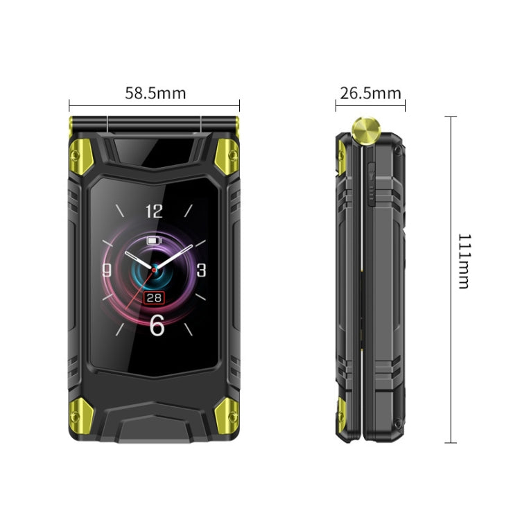 M7+ 4G Dual Screen Flip Elder Rugged Phone, 2.8 inch Inner, 2.4 inch Outer, 6800mAh Battery, 24 Keys, Flashlight, Network: 4G, Dual SIM, SOS, EU Plug, US Plug, UK Plug