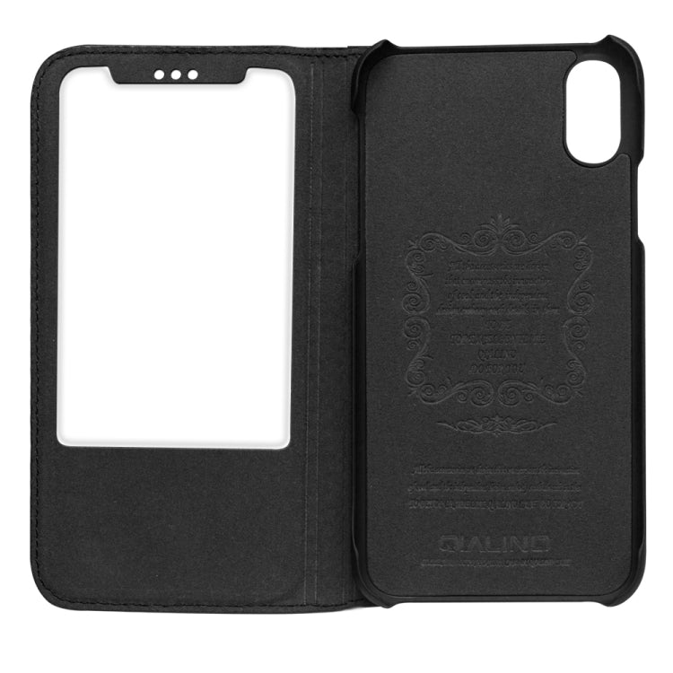 QIALINO Lizard Texture Horizontal Flip Leather Case with Smart View Window & Sleep / Wake-up Function, For iPhone XS / X