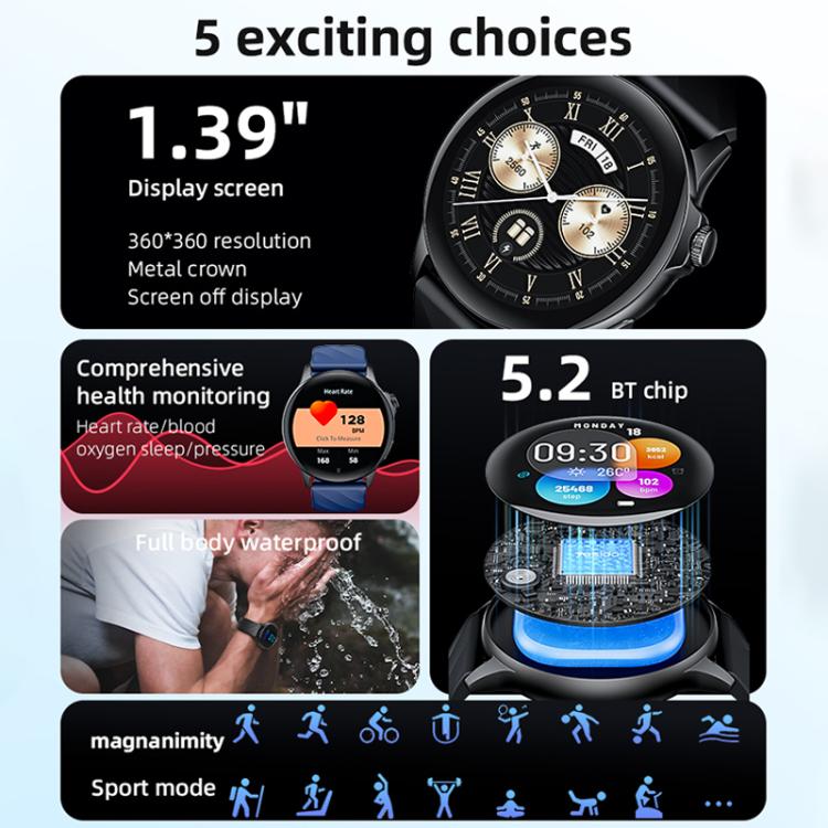 Yesido IO29 Waterproof Smart BT Watch, 1.39 inch Screen, Support BT Call / Heart Rate, IO29