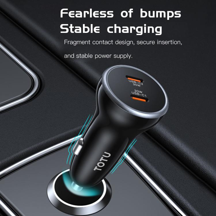 TOTU CC-6 60W USB-C / Type-C Dual Ports Fast Charging Car Charger, CC-6