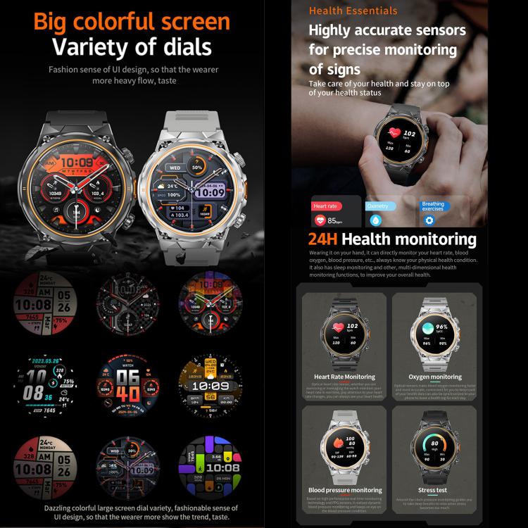 AK81 BT Call Smart Watch, Support Blood Pressure / Heart Rate / Sports Health Monitoring Fitness Tracker