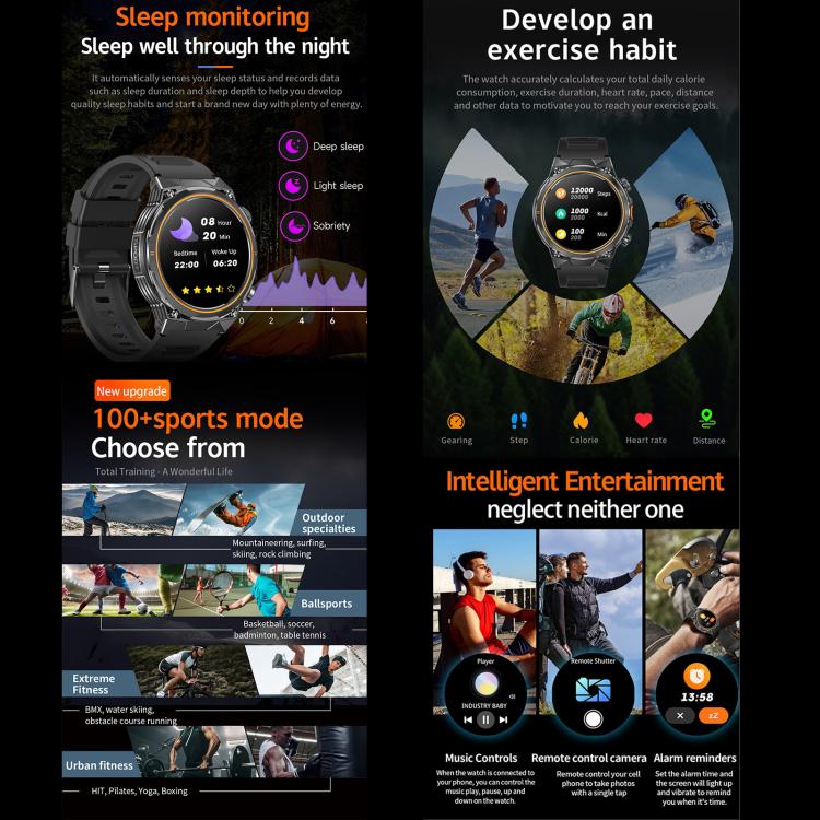 AK81 BT Call Smart Watch, Support Blood Pressure / Heart Rate / Sports Health Monitoring Fitness Tracker
