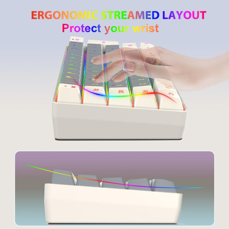HXSJ V400 Wired Color Matching RGB Backlit Membrane Keyboard 63 Key Caps, Cable Length: 1.7m, V400 Beige + Grey, V400 Grey + Beige, V400 Beige + Grey + Orange, V400 Grey + Beige + Orange