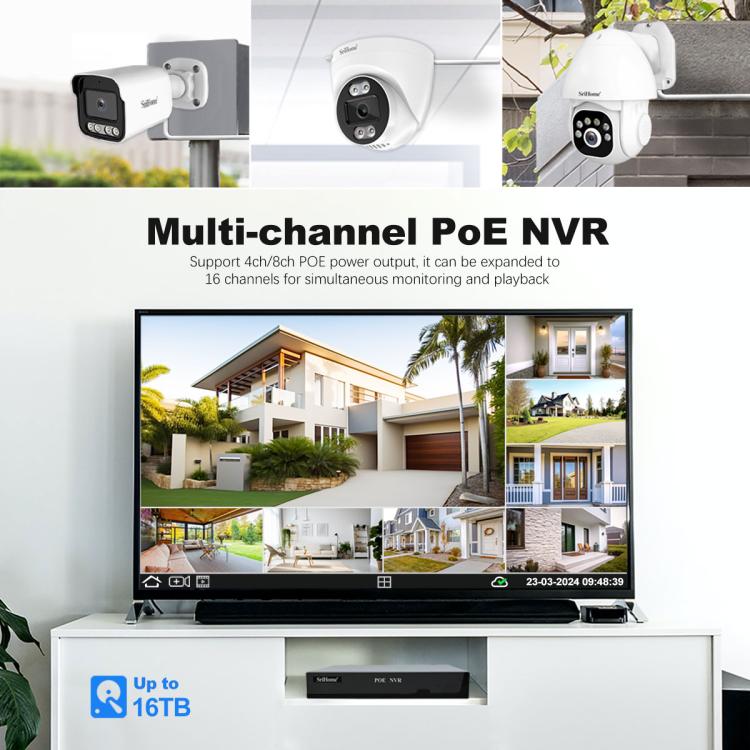 SriHome NVS005-PoE039 5MP 4CH HD PoE NVR Security Camera System Kit, NVS005-PoE039