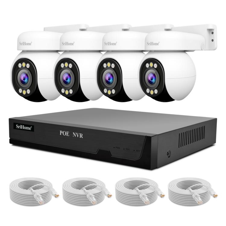 SriHome NVS005-PoE051 4MP 4CH HD PoE NVR Security Camera System Kit, NVS005-PoE051