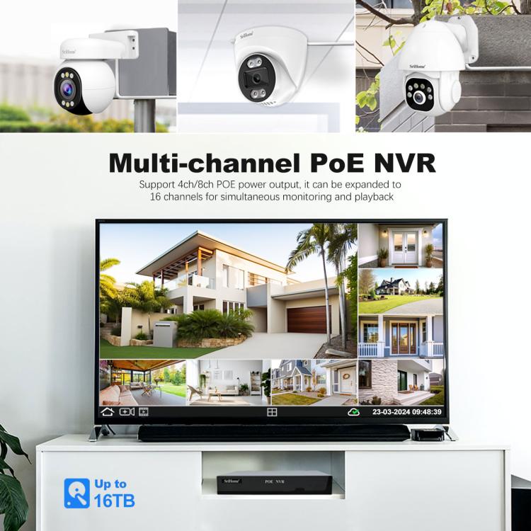 SriHome NVS005-PoE051 4MP 4CH HD PoE NVR Security Camera System Kit, NVS005-PoE051