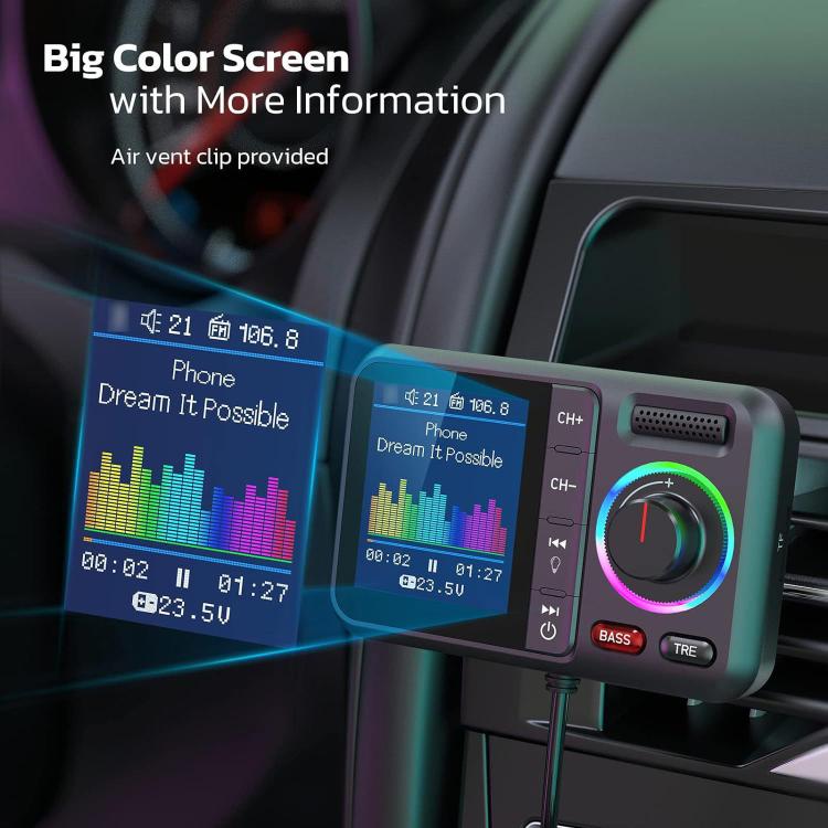 BT98 Colorful Screen Car Bluetooth MP3 Player FM Transmitter Cigarette Lighter Charging, BT98