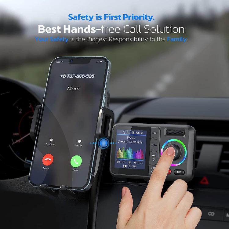 BT98 Colorful Screen Car Bluetooth MP3 Player FM Transmitter Cigarette Lighter Charging, BT98