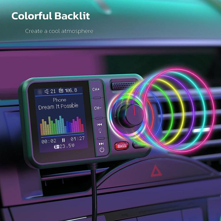 BT98 Colorful Screen Car Bluetooth MP3 Player FM Transmitter Cigarette Lighter Charging, BT98