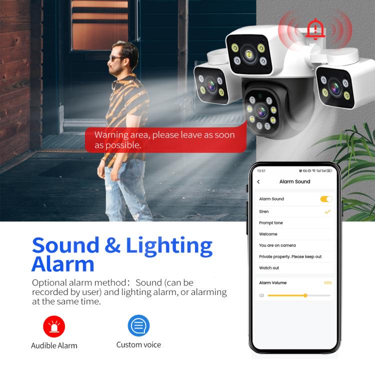 ESCAM PT223 3x4MP HD Motion Detection WiFi Three-screen PTZ IP Camera, EU Plug, US Plug, UK Plug, AU Plug