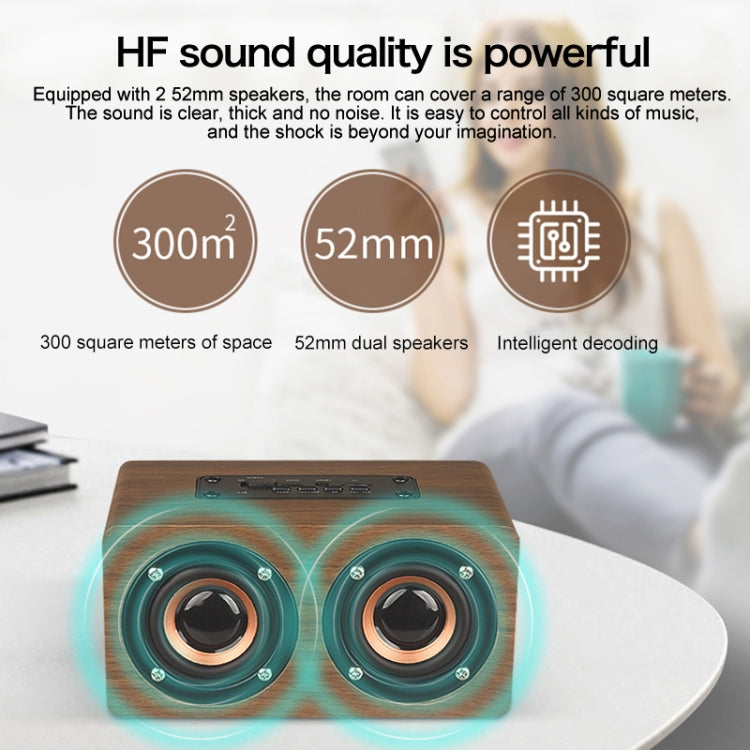 W5C Subwoofer Wooden Clock Bluetooth Speaker, Support TF Card & 3.5mm AUX, Brown Wood, Yellow Wood