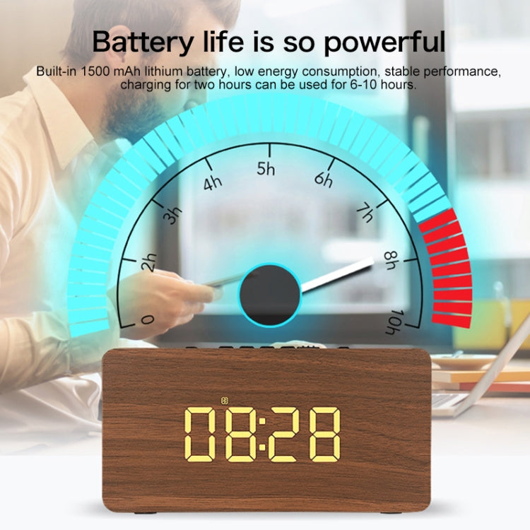 W5C Subwoofer Wooden Clock Bluetooth Speaker, Support TF Card & 3.5mm AUX, Brown Wood, Yellow Wood