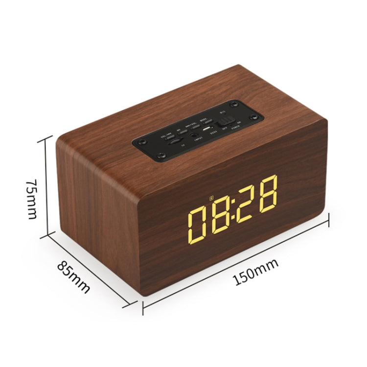 W5C Subwoofer Wooden Clock Bluetooth Speaker, Support TF Card & 3.5mm AUX, Brown Wood, Yellow Wood
