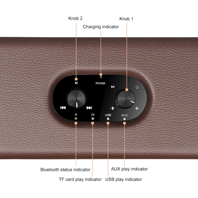D30 Portable Subwoofer Wooden Bluetooth 4.2 Speaker, Support TF Card & 3.5mm AUX & U Disk Play