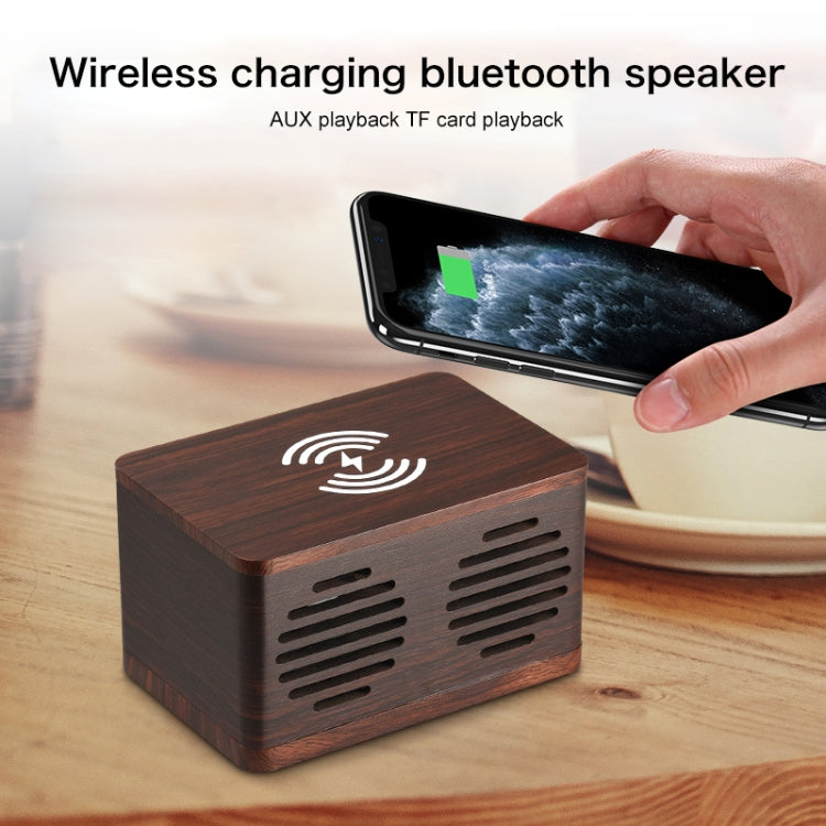 D70 QI Standard Subwoofer Wooden Bluetooth 4.2 Speaker, Support TF Card & 3.5mm AUX, Yellow, Brown