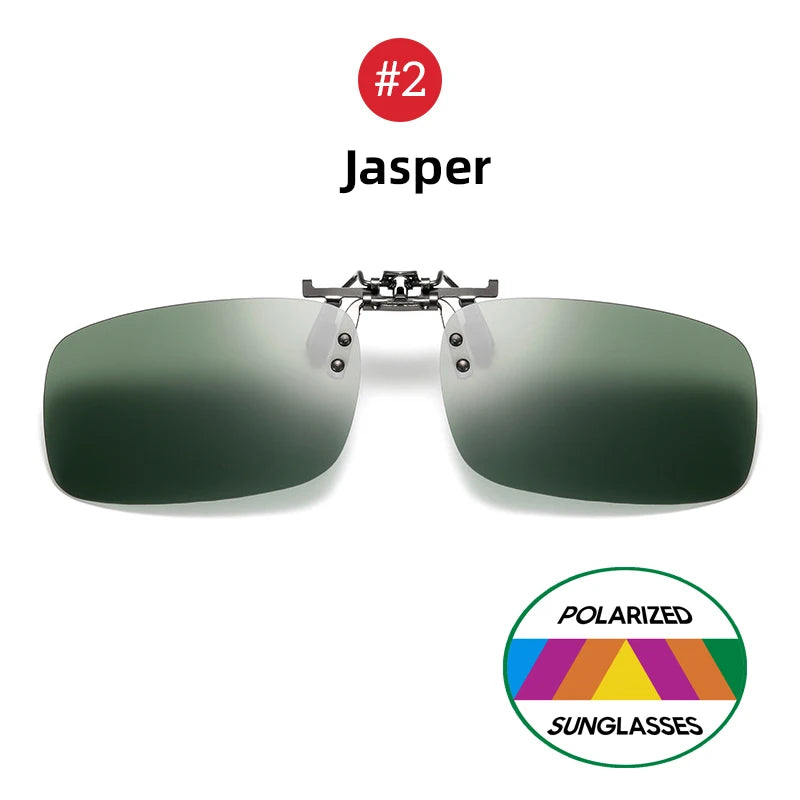 VIVIBEE Mirror Blue Flip Up Clip on Sunglasses Fishing Men Square Polarized Lens Metal Night Vision Driving UV400 Women Glasses