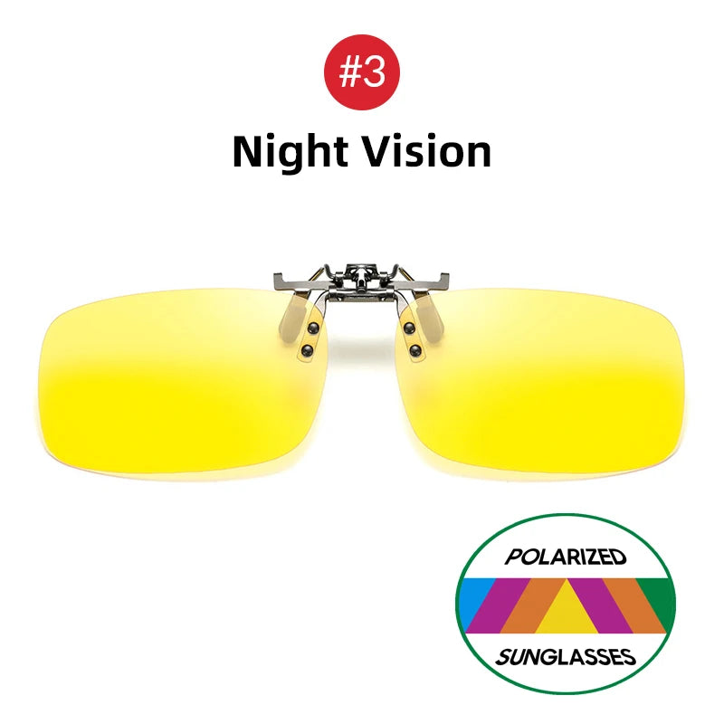 VIVIBEE Mirror Blue Flip Up Clip on Sunglasses Fishing Men Square Polarized Lens Metal Night Vision Driving UV400 Women Glasses