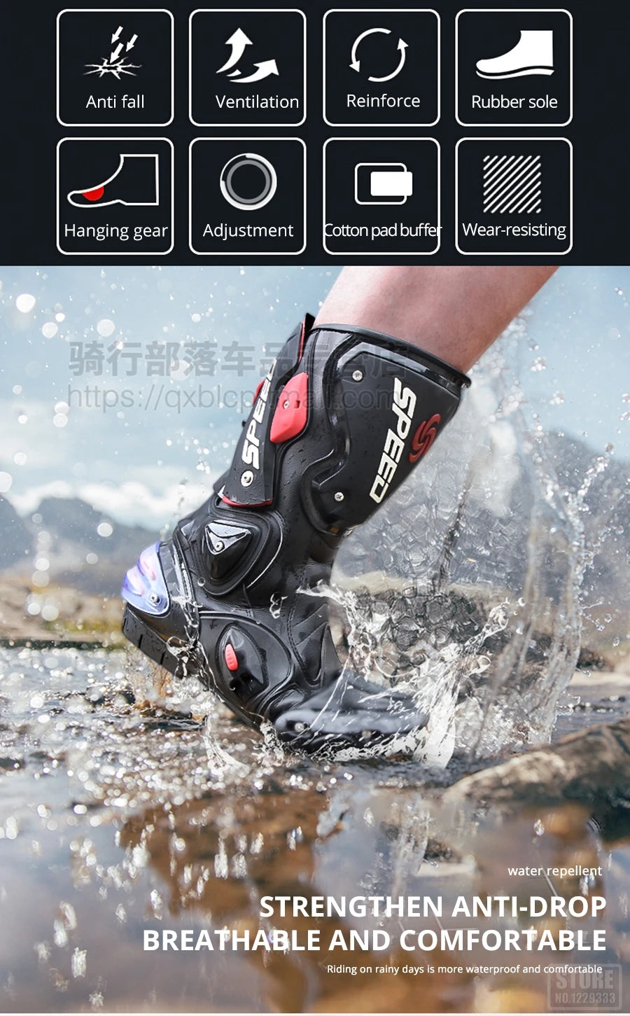 Motorcycle Boots Men Women Riding Mid-Calf Ankle Protective Shoes Moto Motorbike Equipment Racing Long Boot B1001