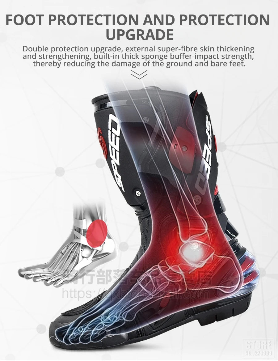 Motorcycle Boots Men Women Riding Mid-Calf Ankle Protective Shoes Moto Motorbike Equipment Racing Long Boot B1001