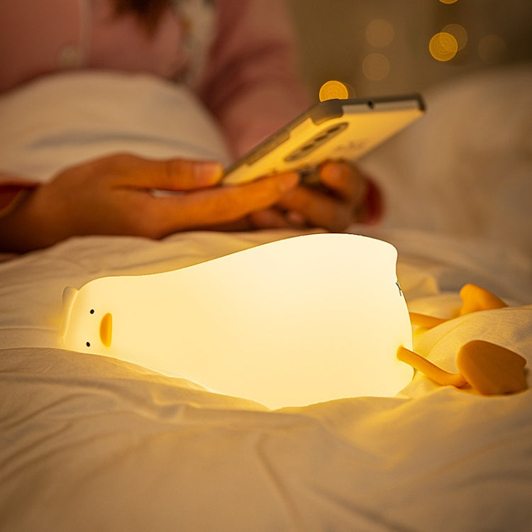 1W USB Charging LED Lie Flat Duck Silicone Touch Sensing Night Light, Flat Duck