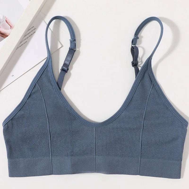 Seamless Tube Tops Women Push Up Bras U-shaped Back Bra Sexy Lingerie Female Brassiere Adjust Straps Ribbed Sports Underwear