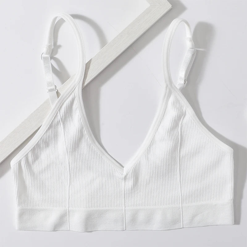 Seamless Tube Tops Women Push Up Bras U-shaped Back Bra Sexy Lingerie Female Brassiere Adjust Straps Ribbed Sports Underwear
