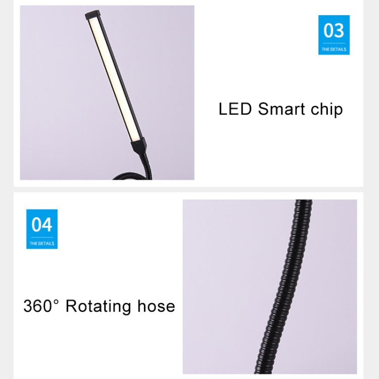 LED Desk Lamp 8W Folding Adjustable Eye Protection Table Lamp, USB Plug-in Version + Power Plug, USB Plug-in Version + Power Plug(Black), USB Plug-in Version + Power Plug(White)