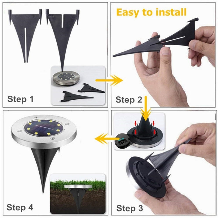 2 PCS 10 LEDs Solar Powered Buried Light Under Ground Lamp IP65 Waterproof Outdoor Garden Street Light, 10 LEDs