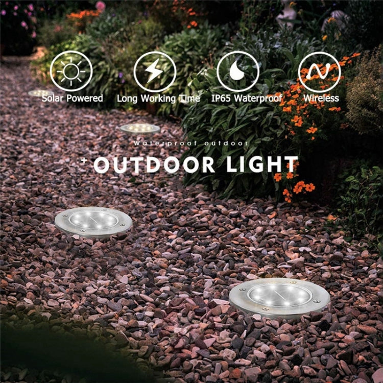 2 PCS 10 LEDs Solar Powered Buried Light Under Ground Lamp IP65 Waterproof Outdoor Garden Street Light, 10 LEDs