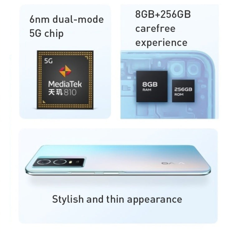 Dual Back Cameras, Side Fingerprint Identification, 4100mAh Battery, 6.58 inch Android 11.0 OriginOS 1.0 Dimensity 810 Octa Core up to 2.4GHz, OTG, Network: 5G, 8GB+256GB