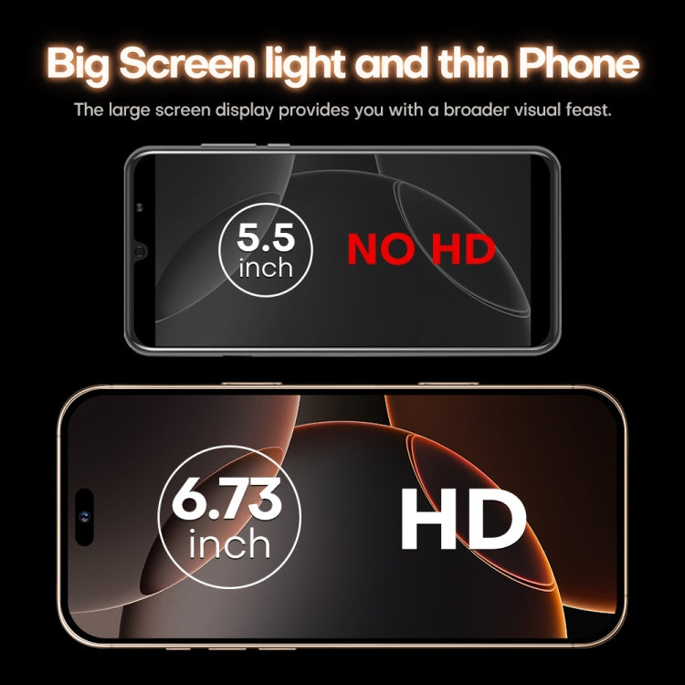 i16 Pro Max / A08A, 3GB+64GB, 6.73 inch Screen, Face Identification, Android 8.1 MTK6753 Octa Core, Network: 4G, Dual SIM, EU Plug, i16 Pro Max / A08A, EU Plug