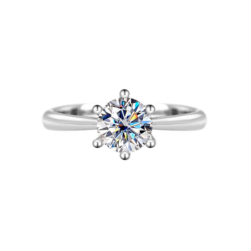 S925 Sterling Silver Moissanite Classic Six-claw Ring Necklace Female Stud Earrings