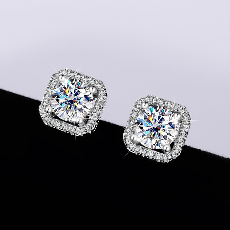 S925 Sterling Silver Female Ring Necklace Ear Stud