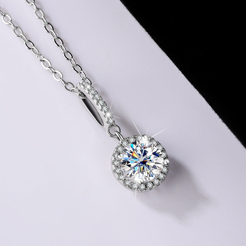 S925 Sterling Silver White Gold Plated Round Bag Snowflake Silver Pendant