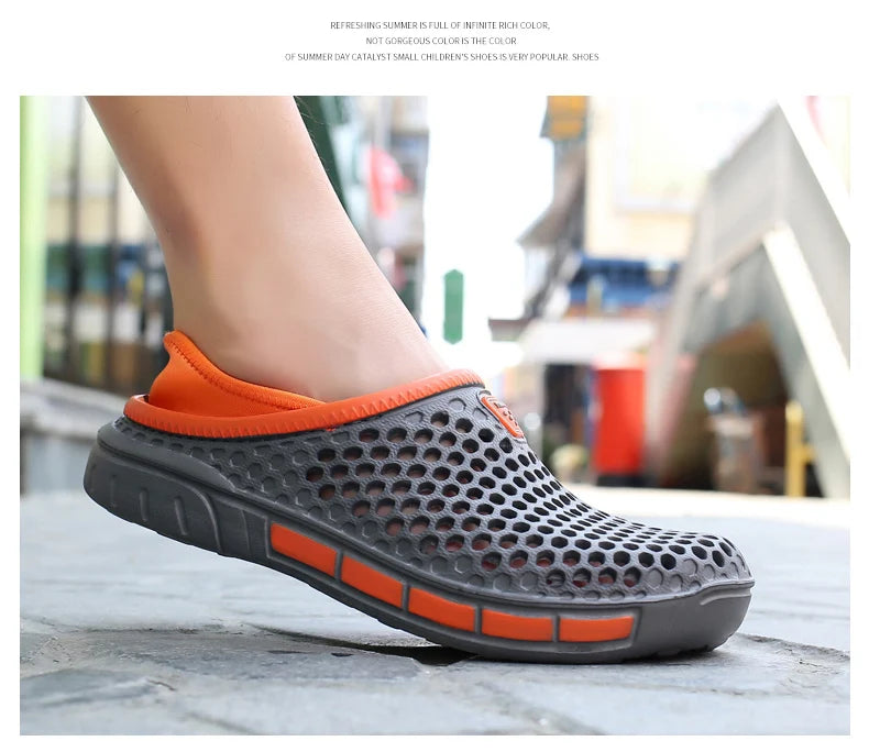 Summer Beach Men Sandals Breathable Men Casual Shoe Hole Shoes Light Clogs Home Garden Outdoor Male Flat Slippers Big Size 39-49