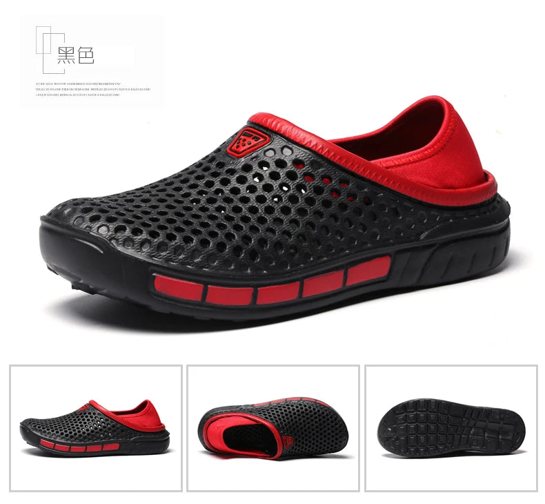 Summer Beach Men Sandals Breathable Men Casual Shoe Hole Shoes Light Clogs Home Garden Outdoor Male Flat Slippers Big Size 39-49