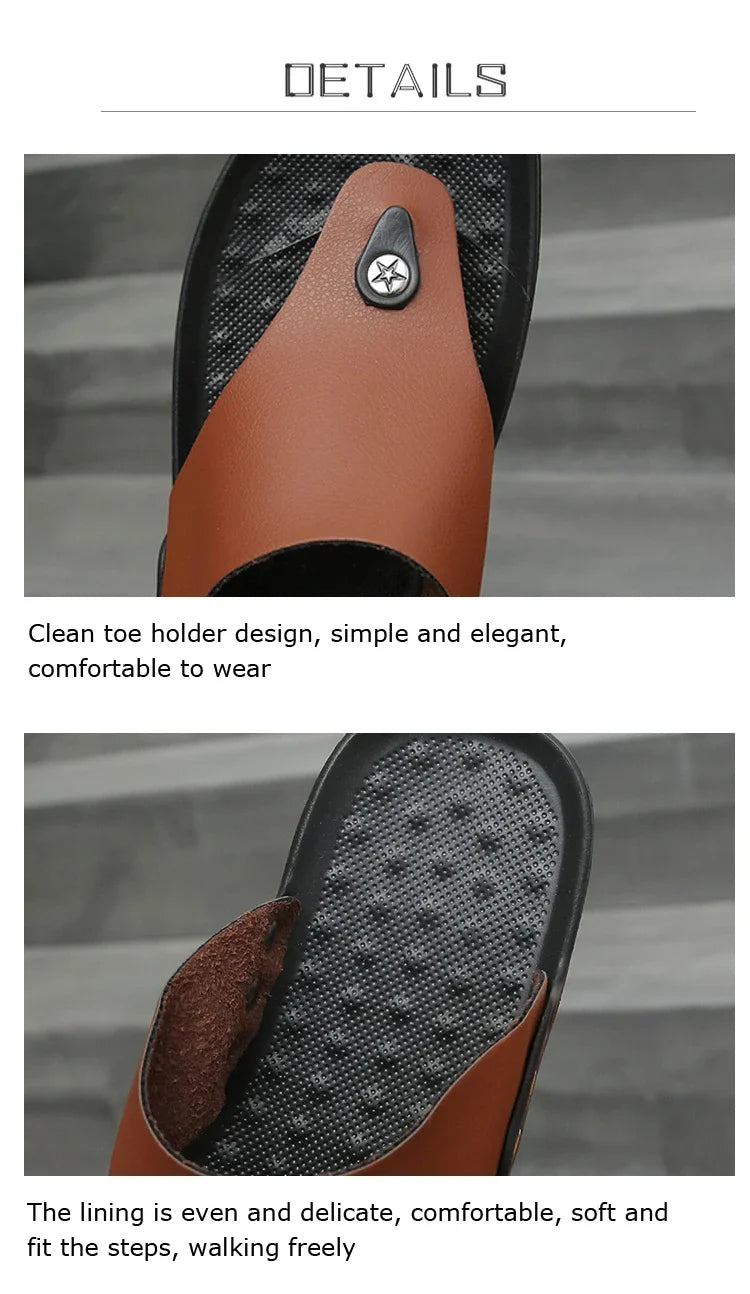 YRZL Summer Slippers Men Flip-Flops for Men Beach Slippers Brown Sandals Comfortable Shoes Non-Slip Bathroom Shoes Men Shoes