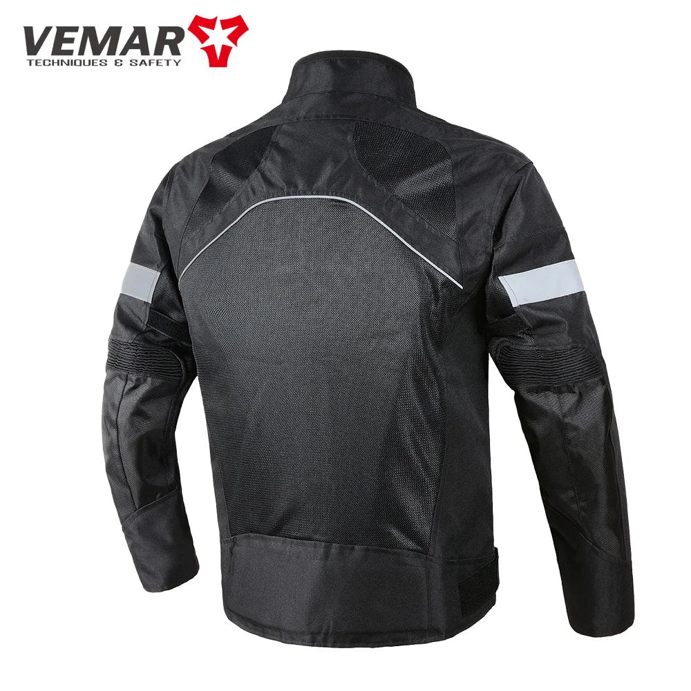 Vemar Summer Men Motorcycle Jacket Motocross Protective Gear Jacket Coat Male Racing Reflective Oxford Clothing Motorbike Jacket