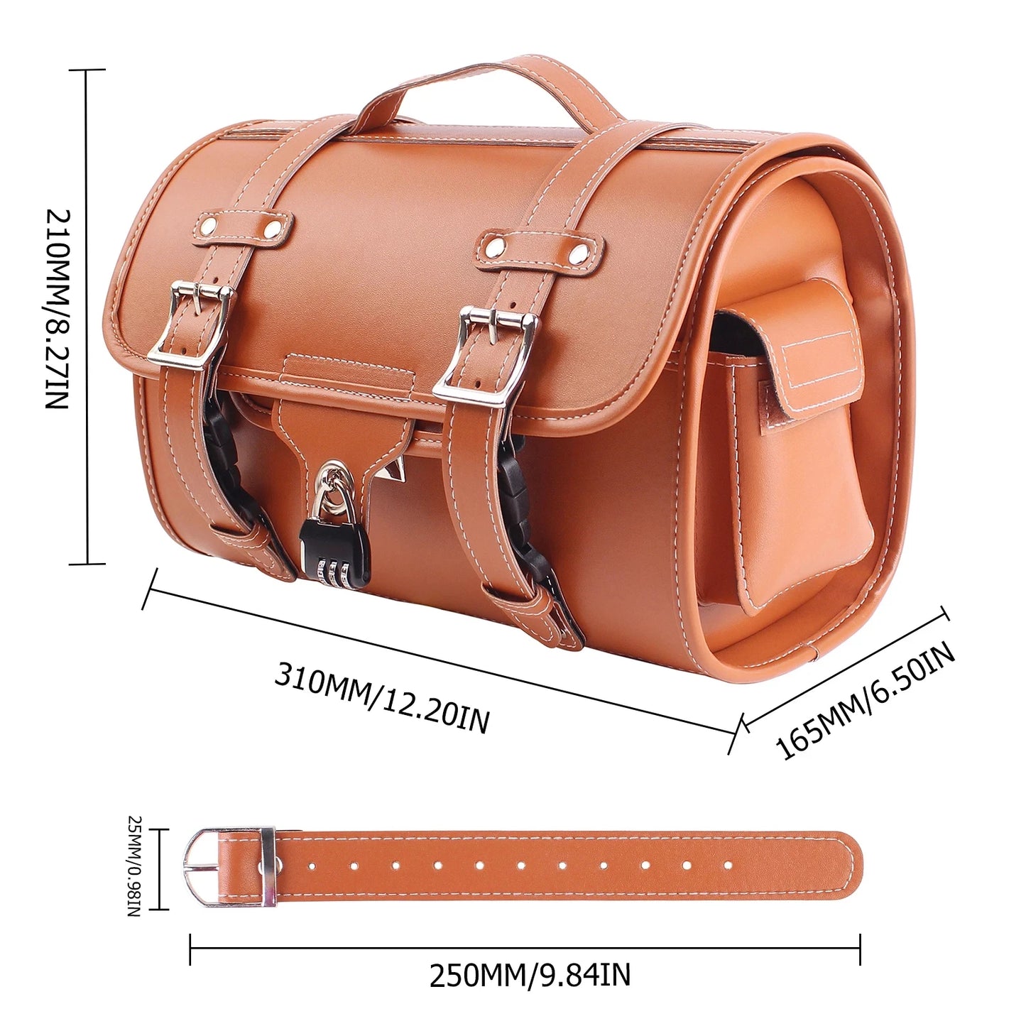 Motorcycle Universal Brown Large Capacity Waterproof Bags Side Tool Bag Rear Travel Luggage Seat Bag For Harley Honda Yamaha