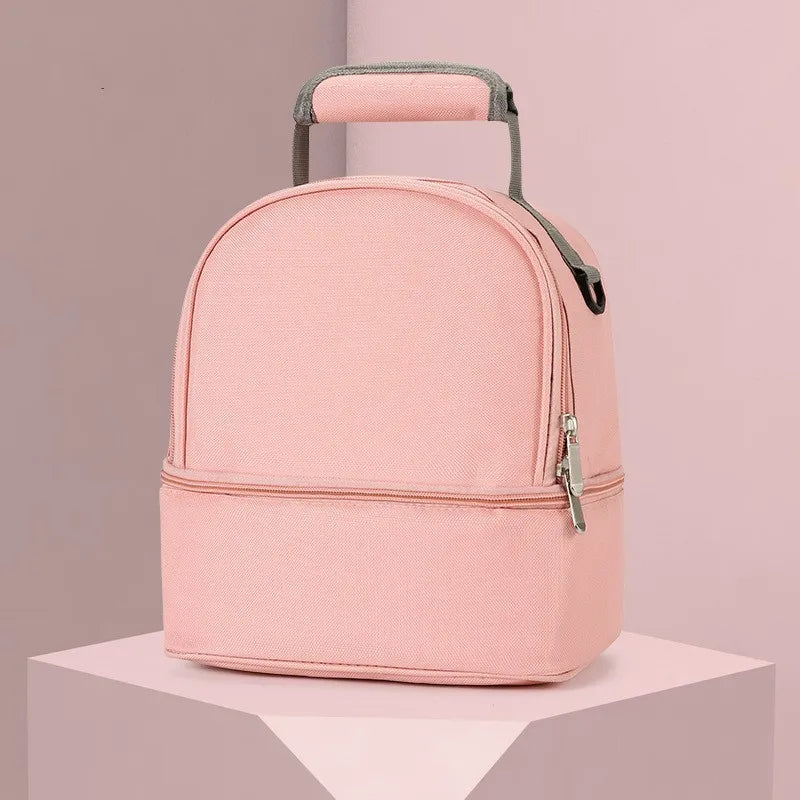 Fashion Insulation Double Layer Pack Solid Color Large Capacity Mommy Bag Cool Travel Picnic Portable Food Handbag Baby Bags
