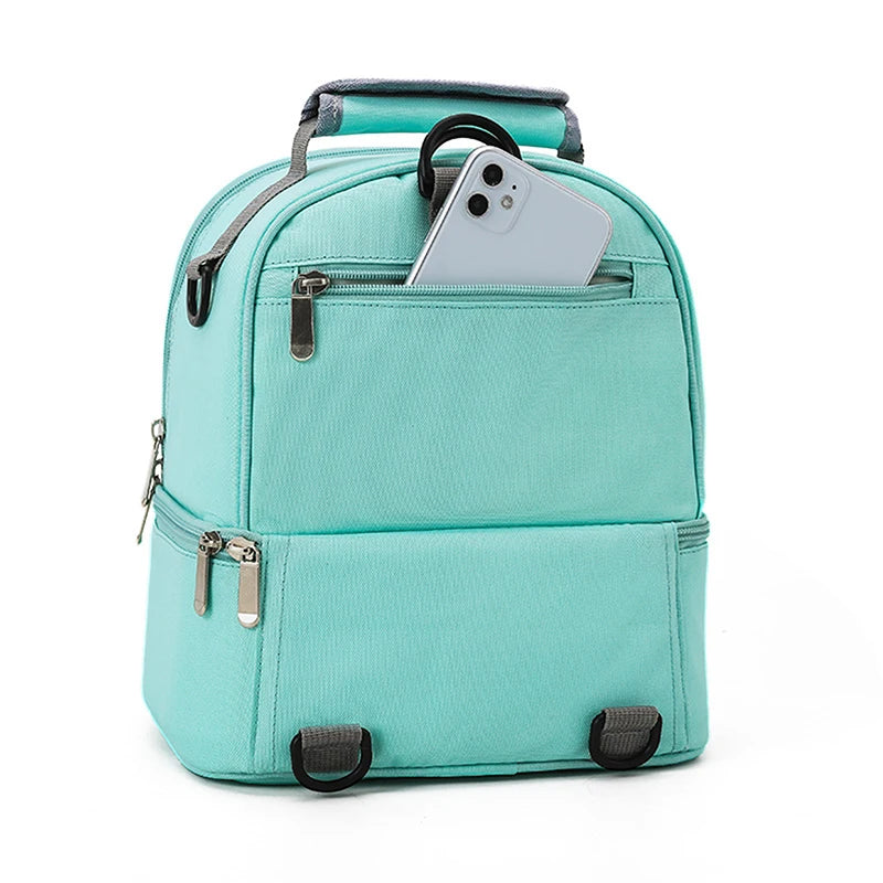 Fashion Insulation Double Layer Pack Solid Color Large Capacity Mommy Bag Cool Travel Picnic Portable Food Handbag Baby Bags