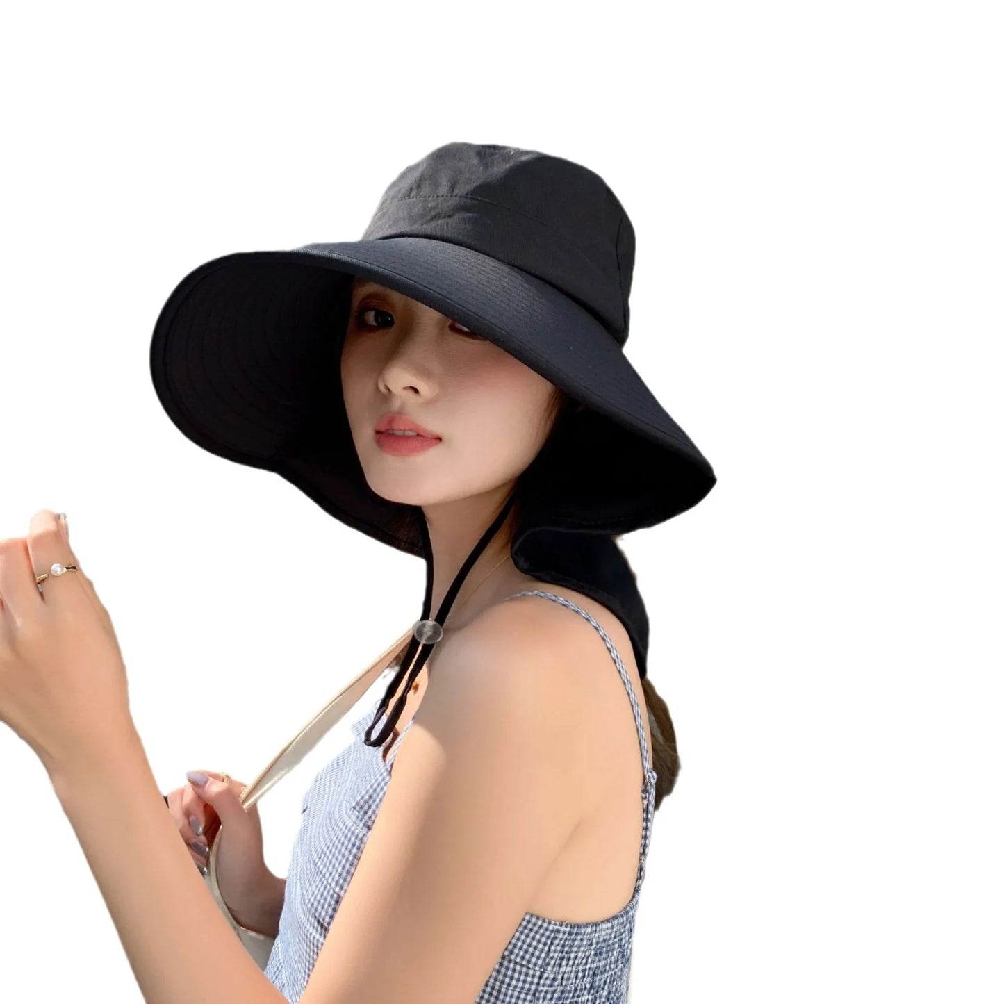 Outdoor Sun Bucket Hat for Women Girls Fishing Hat Wide Brim Bucket Hat with Neck Cover 50+ UPF Protection Safari Cap